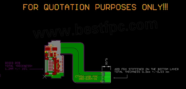 Rigid flex pcb add stiffener for golden finger area Gerber file picture