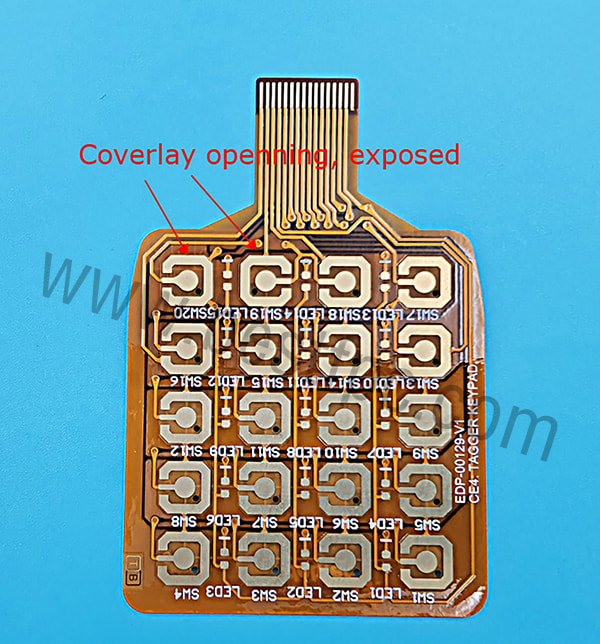 Top side coverlay openning