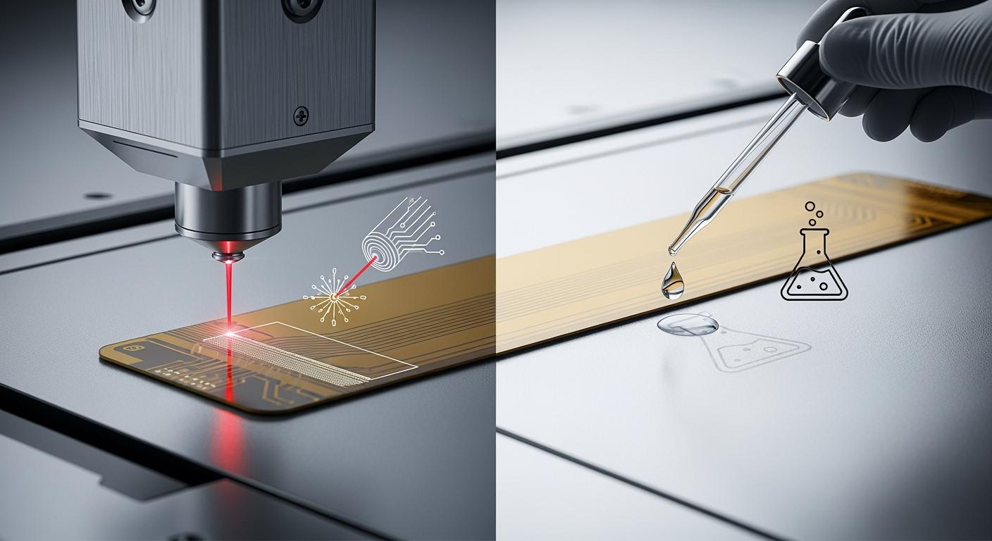 Comparison of laser and chemical etching methods for FPCs