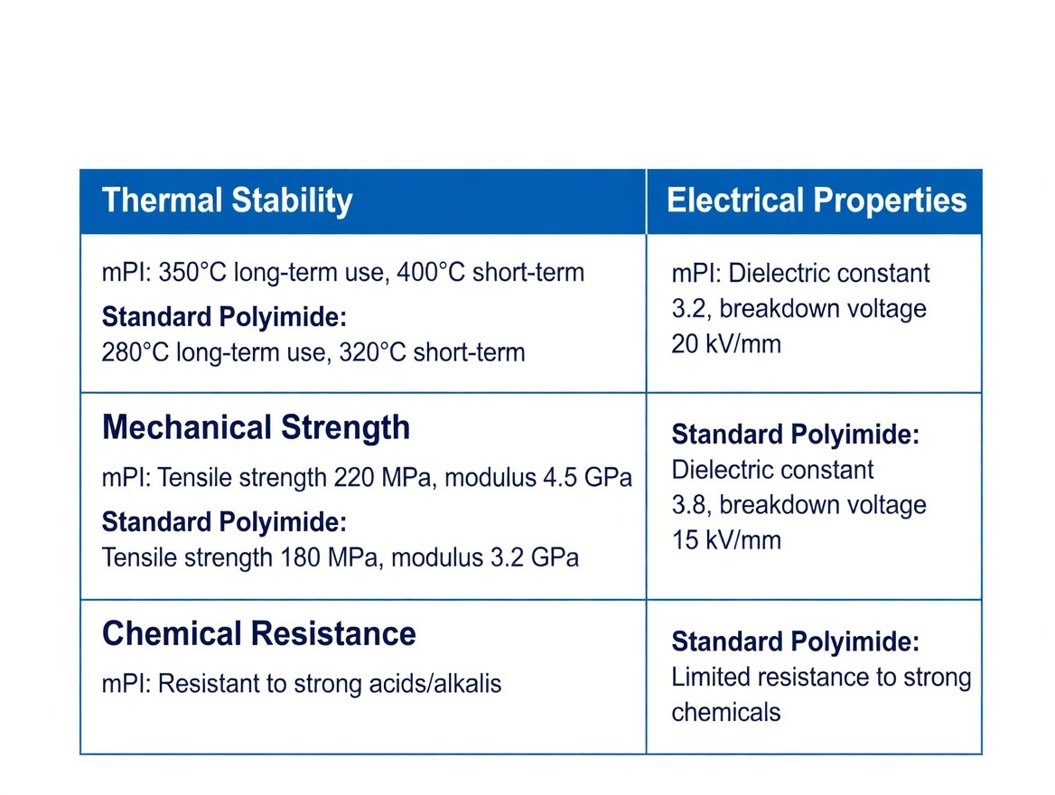 Key Performance Advantages of mPI Compared with Standard Polyimide