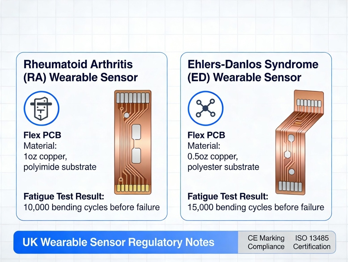 RA vs ED copper flex PCB fatigue comparison wearable sensors UK