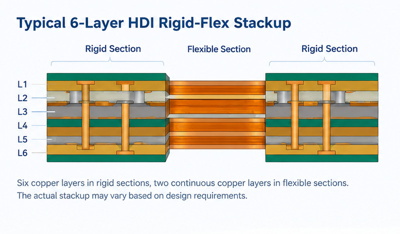 6-Layer HDI Rigid-Flex PCB Stackup, https://www.bestfpc.com/news/6-layer-hdi-rigid-flex-pcb.html